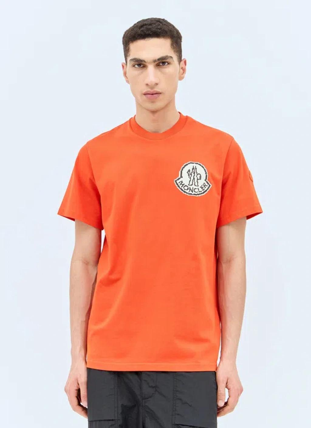 MONCLER Logo Applique T-shirt In Orange Product Image