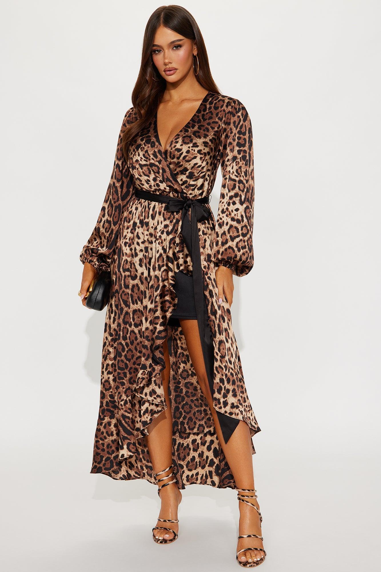 Vallia Leopard Satin Maxi Dress - Leopard Female Product Image