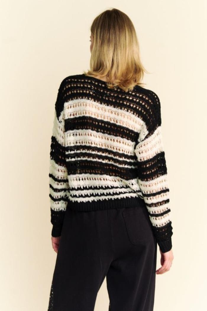 Striped Crochet Sweater Product Image