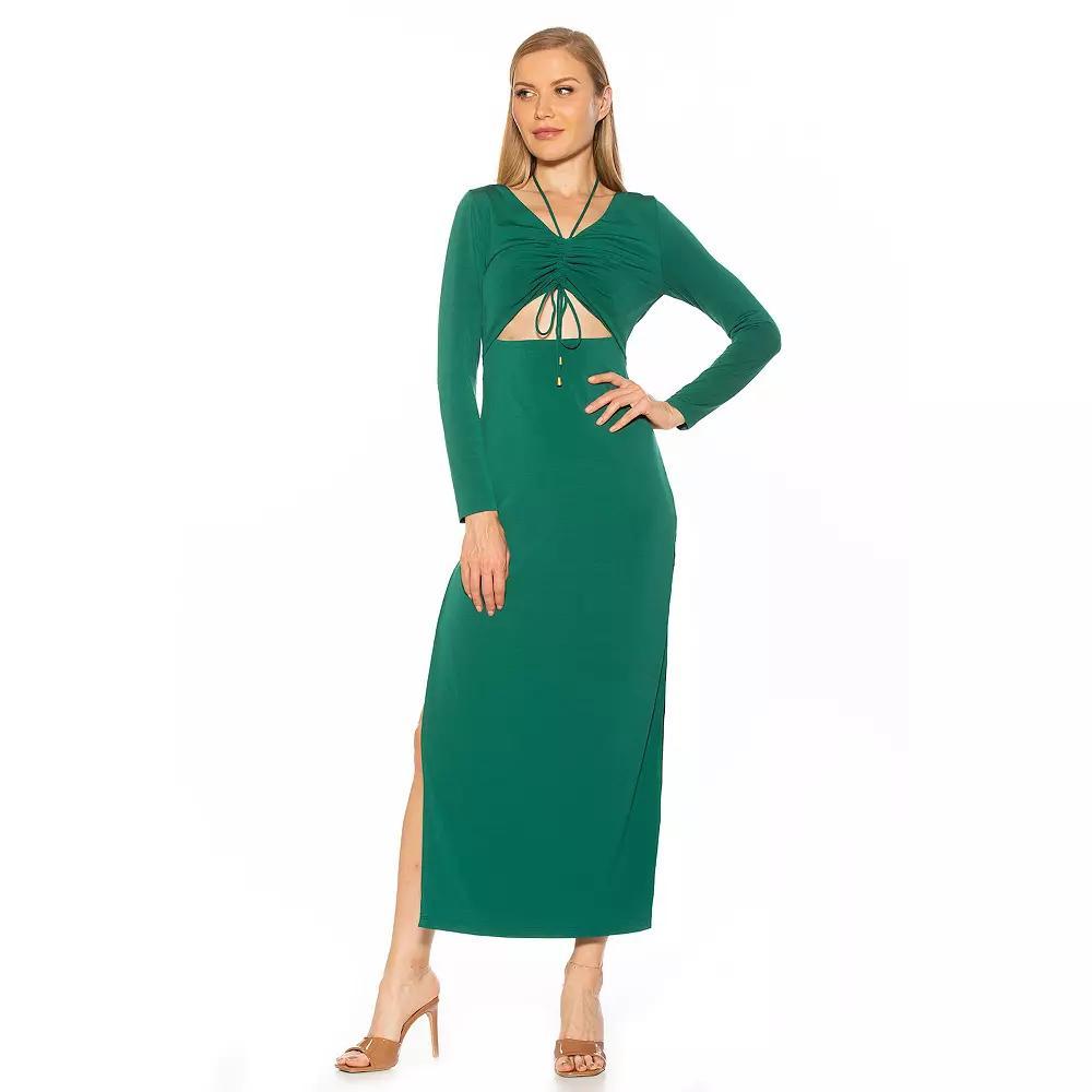 Women's ALEXIA ADMOR Vented Cutout Maxi Dress, Size: Large, Green Product Image