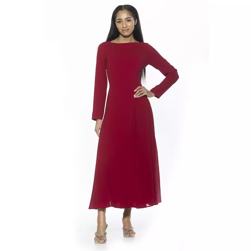 Women's ALEXIA ADMOR Elodie Crewneck Long Sleeve Midi Dress, Size: 12, Red Product Image