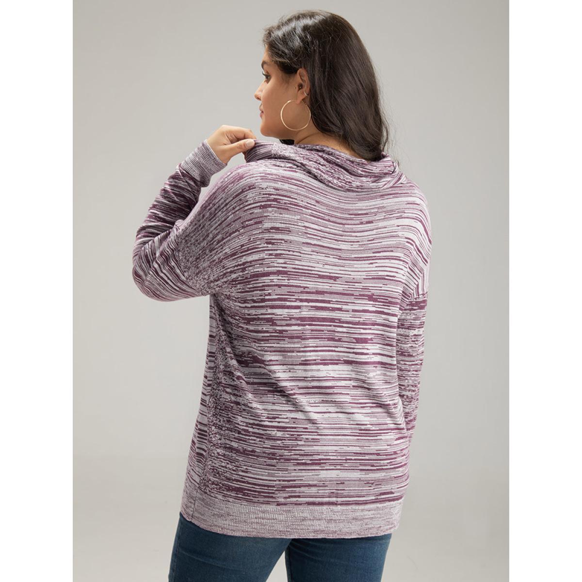 Plus Size Supersoft Essentials Heather Turtleneck Pullover Purple Women Casual Long Sleeve Turtleneck Dailywear Pullovers BloomChic 18-20/2X Product Image