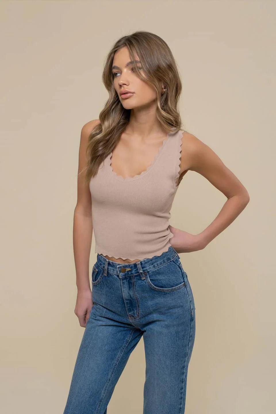 Scallop Edge Knit Tanks Product Image