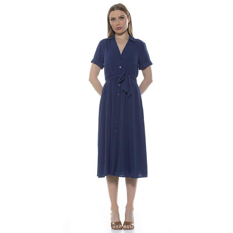 Women's ALEXIA ADMOR Liv Button-Down Midi Shirt Dress, Size: 8, Pink Product Image