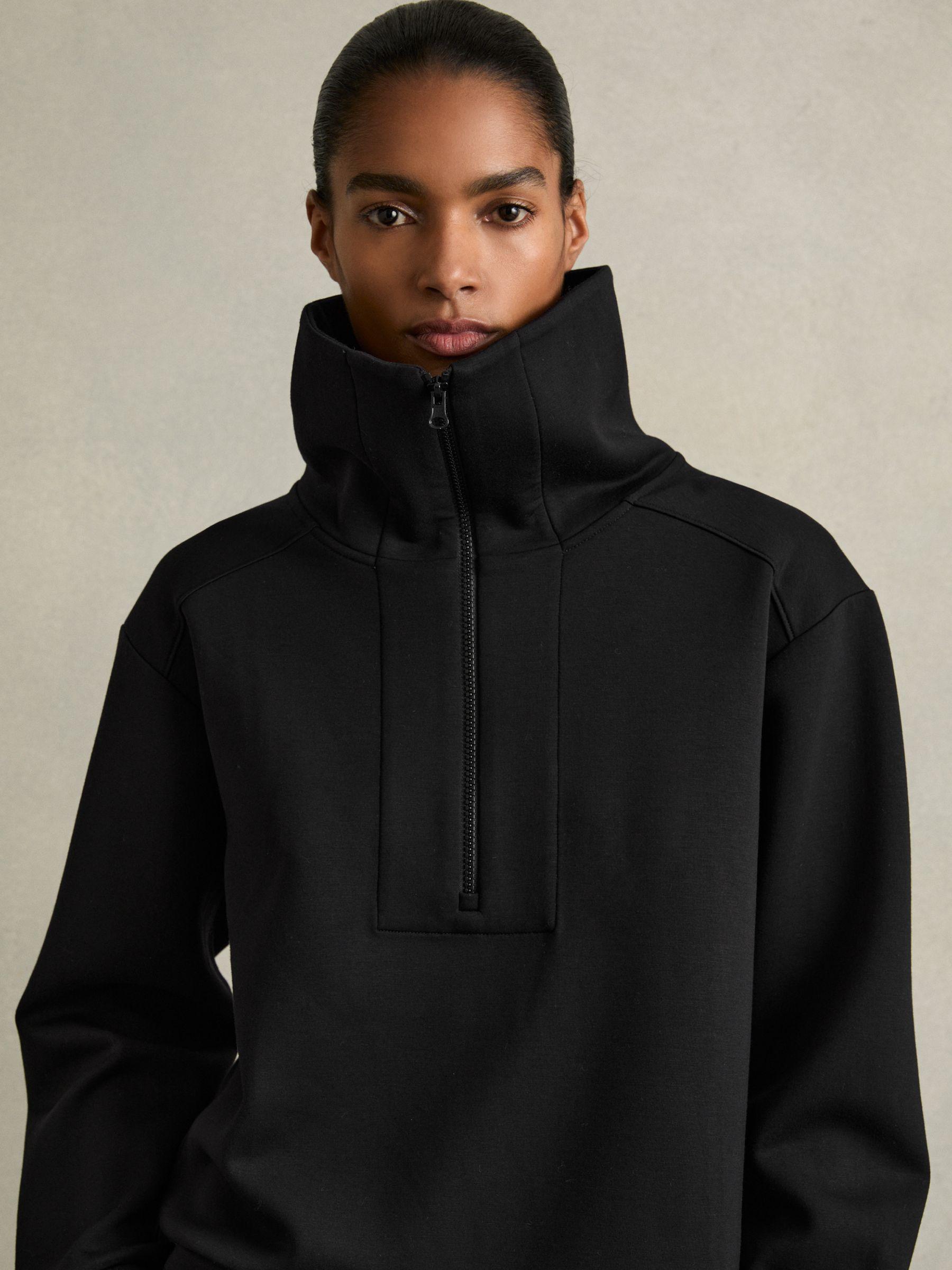 Interlock Half-Zip Drawstring-Hem Sweatshirt in Black Product Image