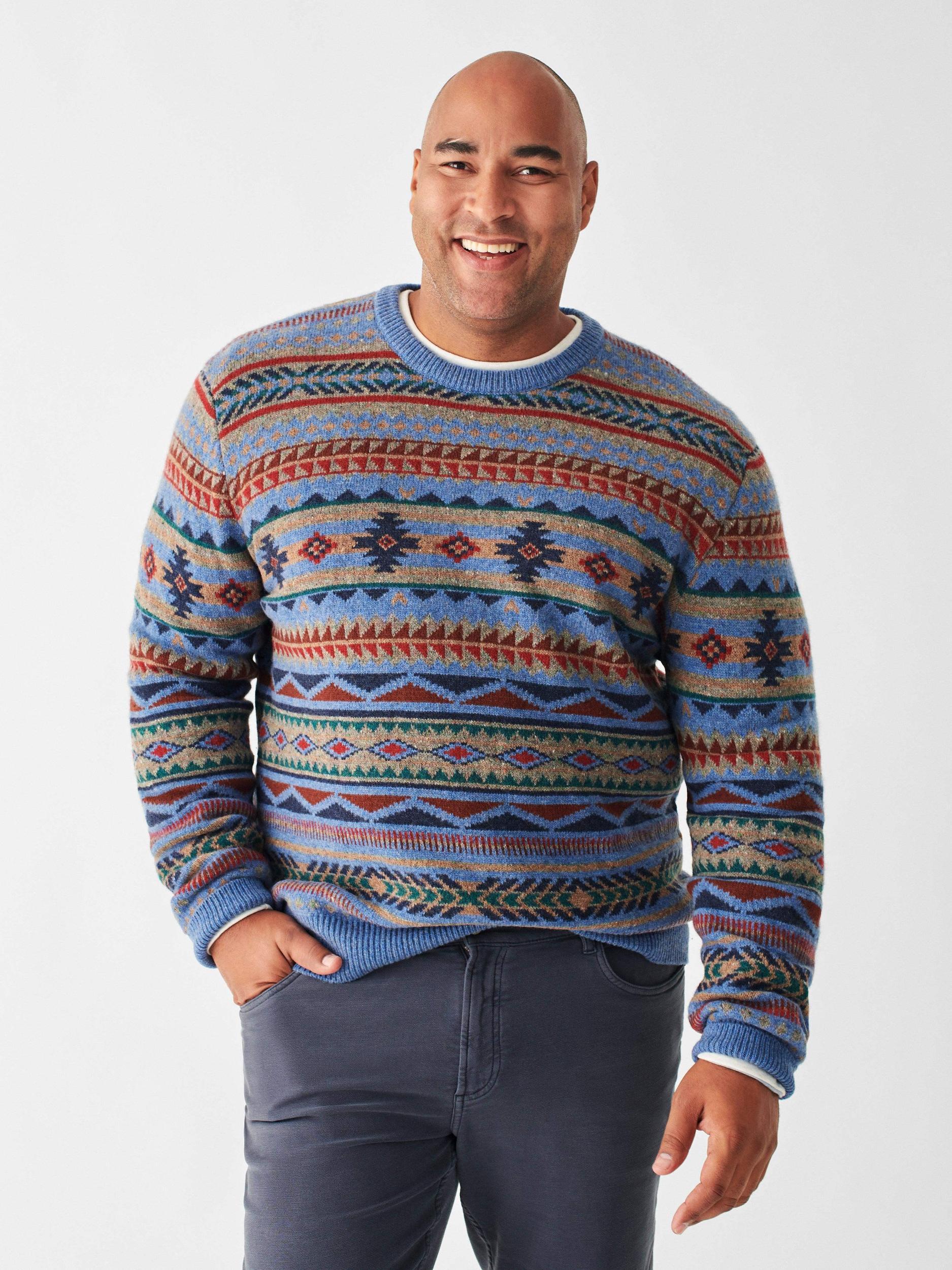 Doug Good Feather Fair Isle Sweater - Blue Winter Night Male Product Image