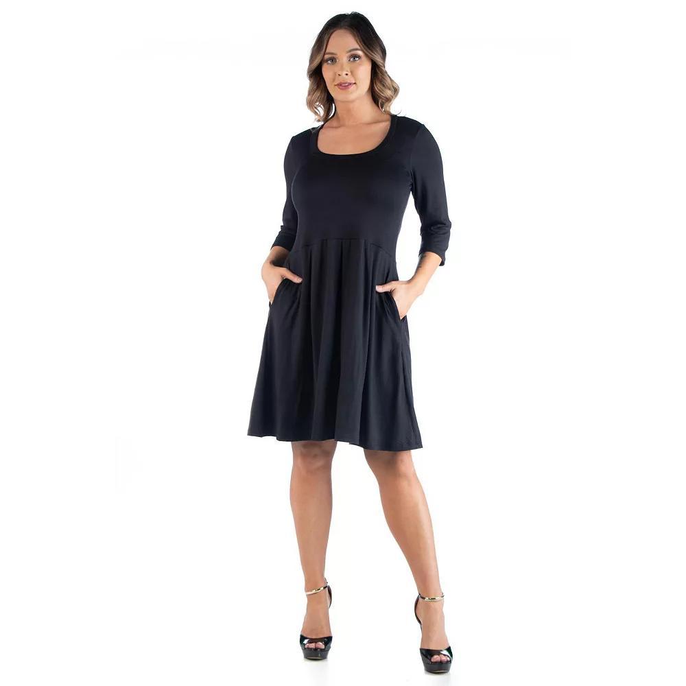 Plus Size 24Seven Comfort Apparel Fit and Flare Dress, Women's, Size: 3XL, Black Product Image