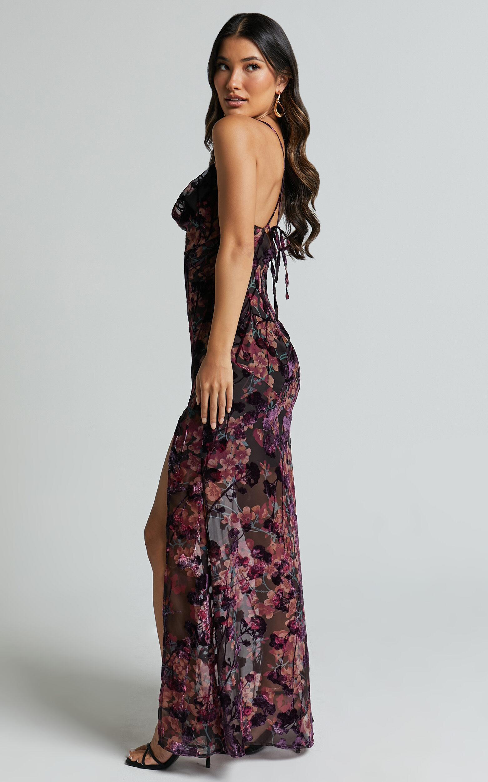 Aletta Maxi Dress - Cowl Cross Back Dress in Aletta Burn Out Floral Product Image