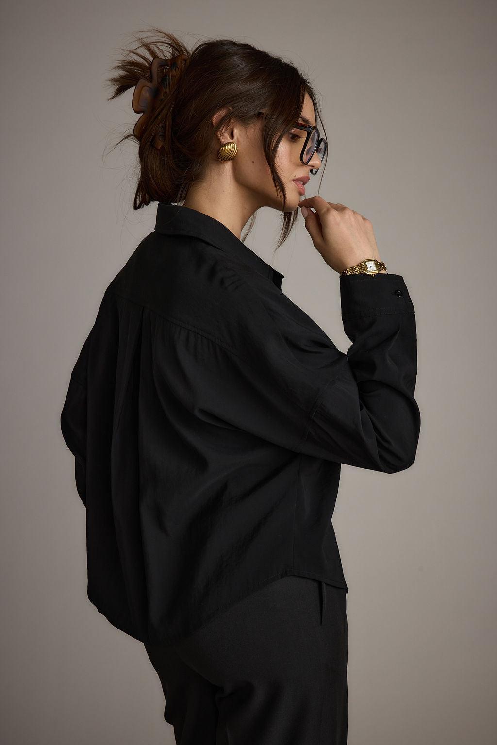 Gisele Black Poplin Button Down Product Image