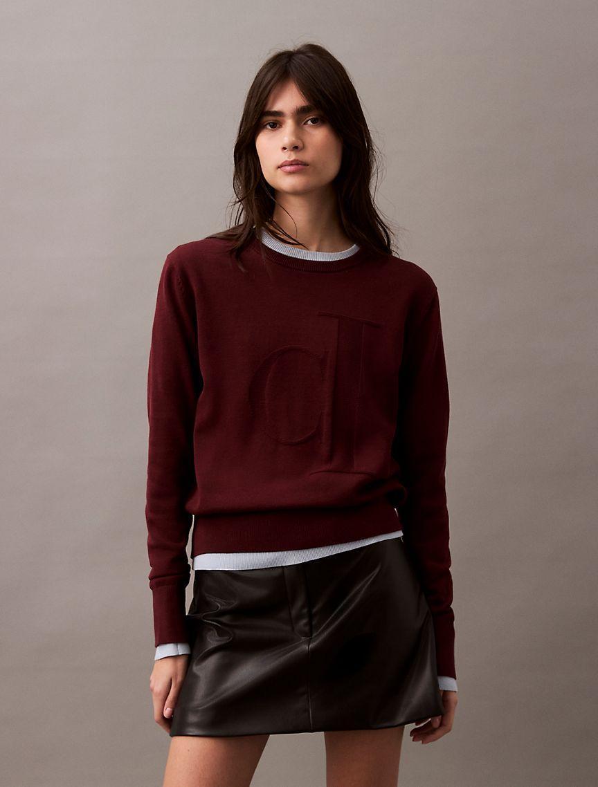 Smooth Cotton Relaxed Monogram Logo Sweater Product Image