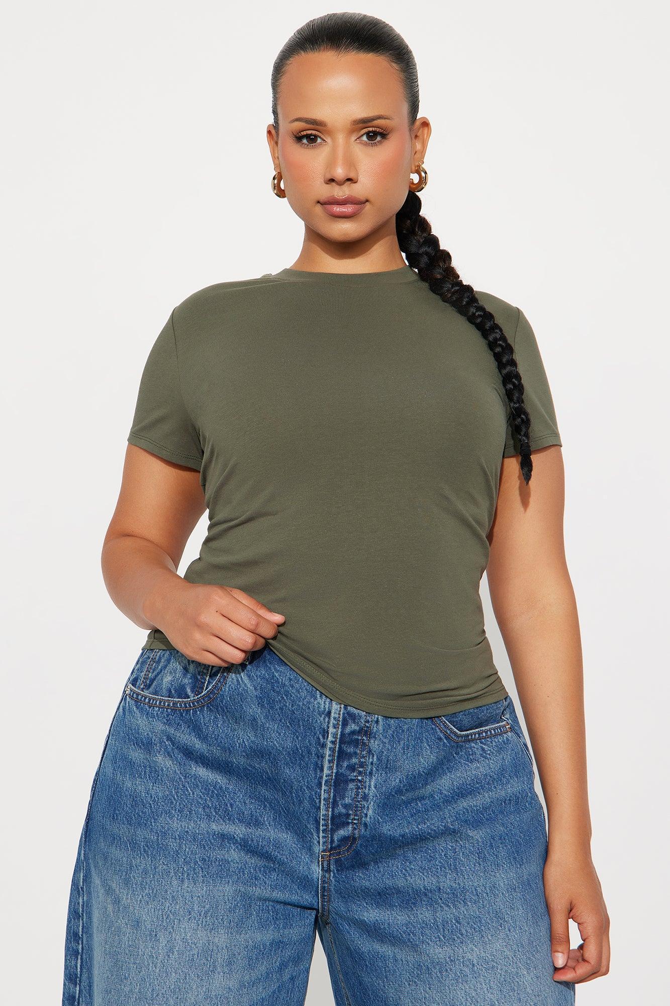 Camilla Classic Fit Crew Neck Tee - Military Green Product Image