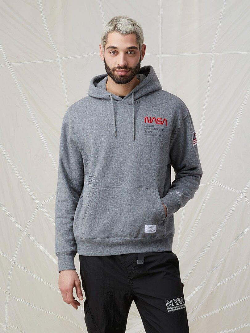 NASA WORM LOGO HOODIE (CHARCOAL) Male Product Image