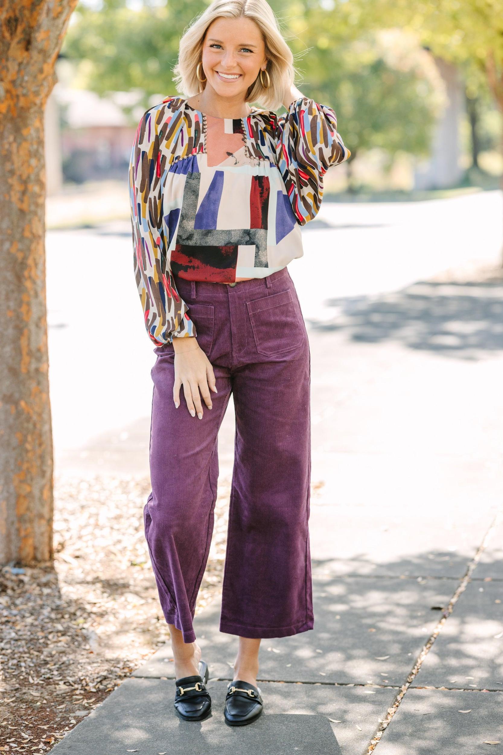 Bring Me Back Brown Abstract Blouse Female Product Image