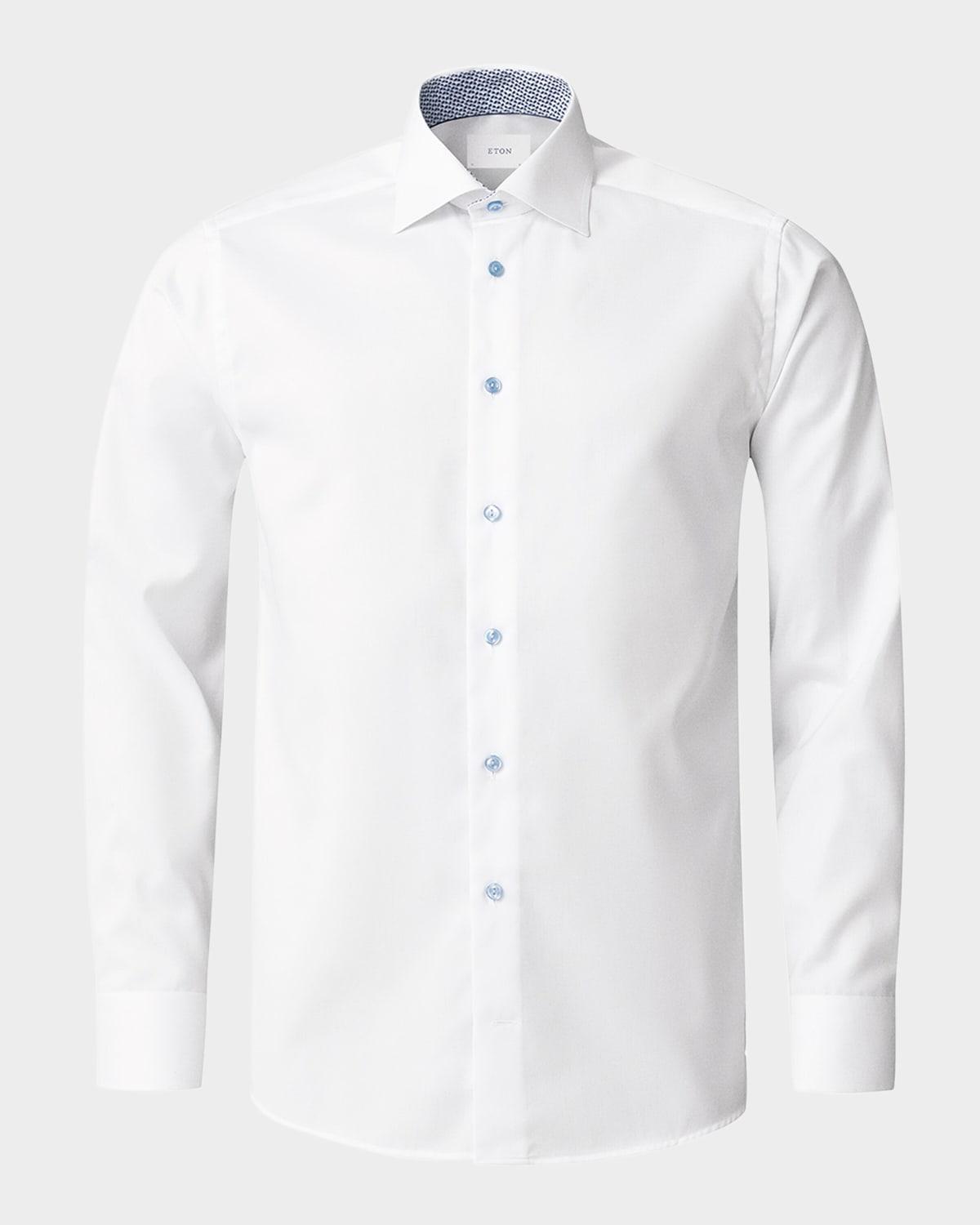 Mens Signature Twill Contrast-Cuff Dress Shirt Product Image