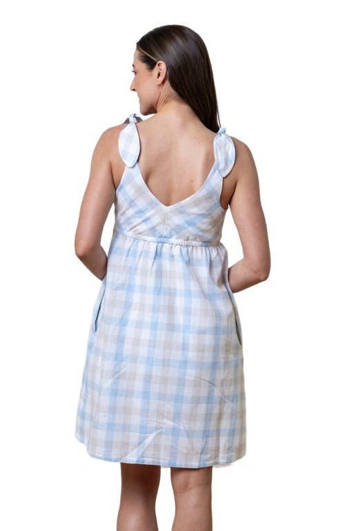 Hope & Henry Women's Sleeveless Bow Shoulder Dress in Stone Stripe Linen at Nordstrom, Size 6 Product Image