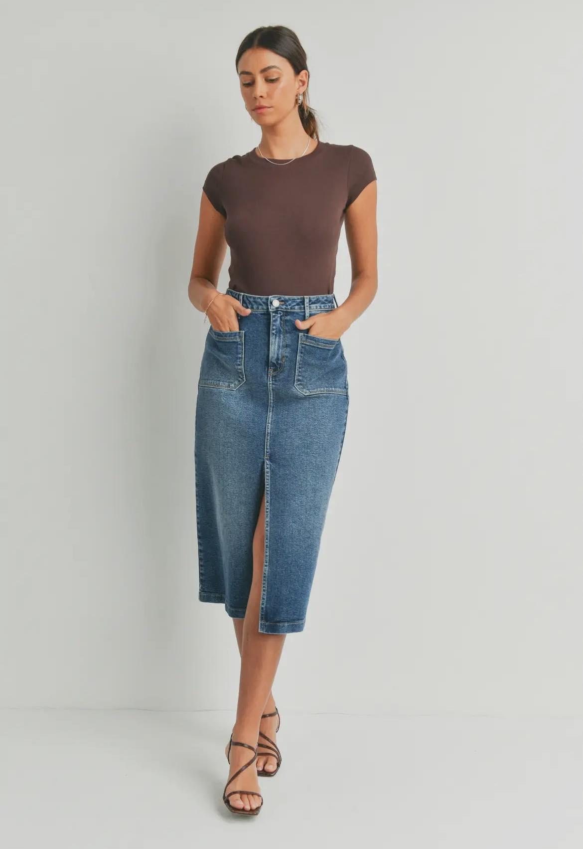 Utility Pocket Denim Skirt Product Image