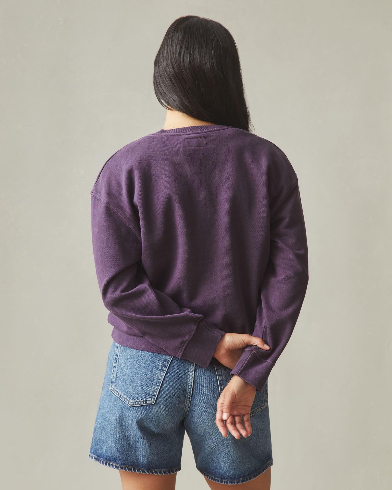 Women's Vintage Wash Relaxed French Terry Crew - Deep Purple Product Image