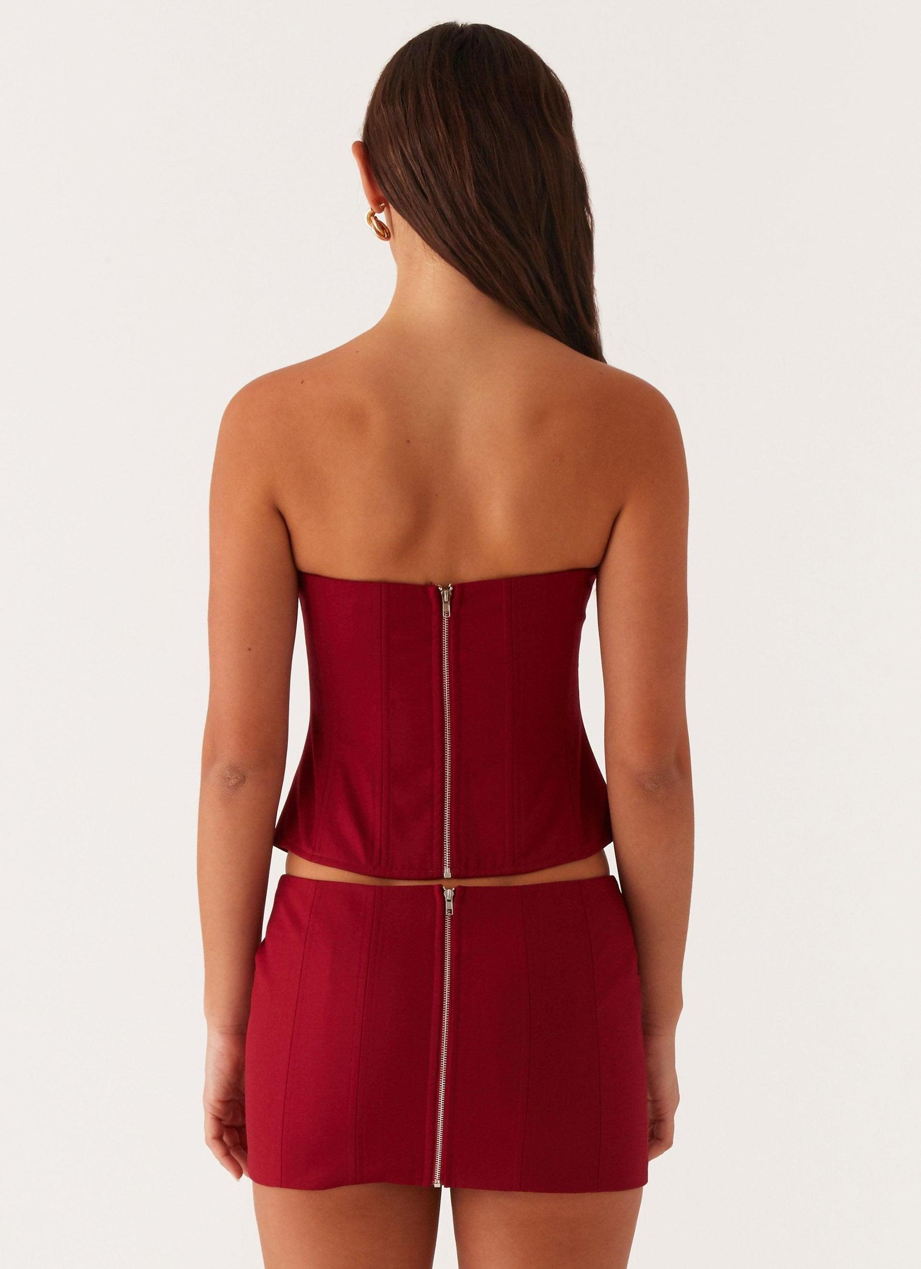 Armelle Corset Top - Maroon Product Image