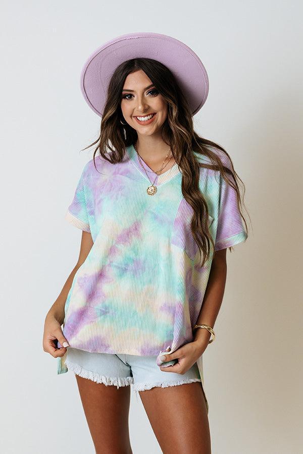 Weekend Hang Out Tie Dye Shift Tee In Lavender Product Image