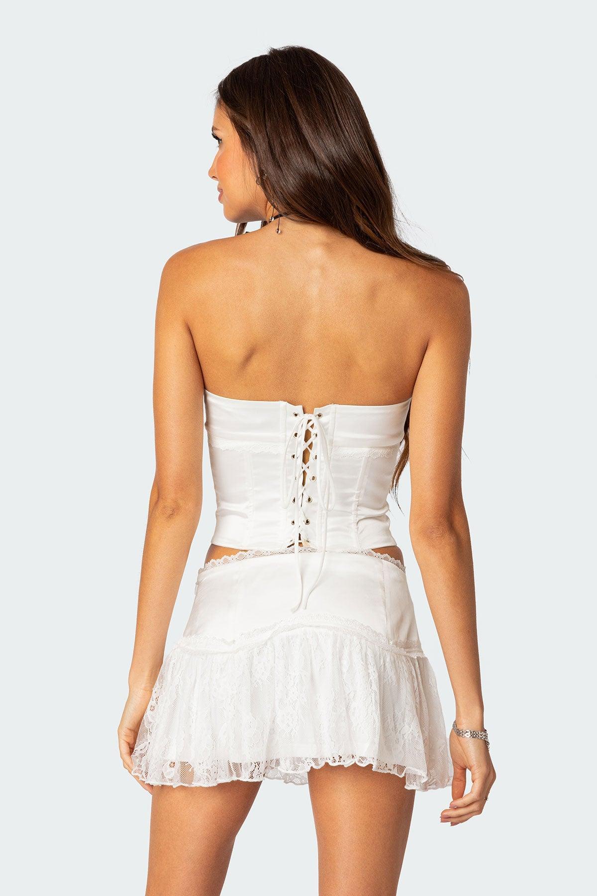 Lex Satin Effect & Lace Corset Product Image