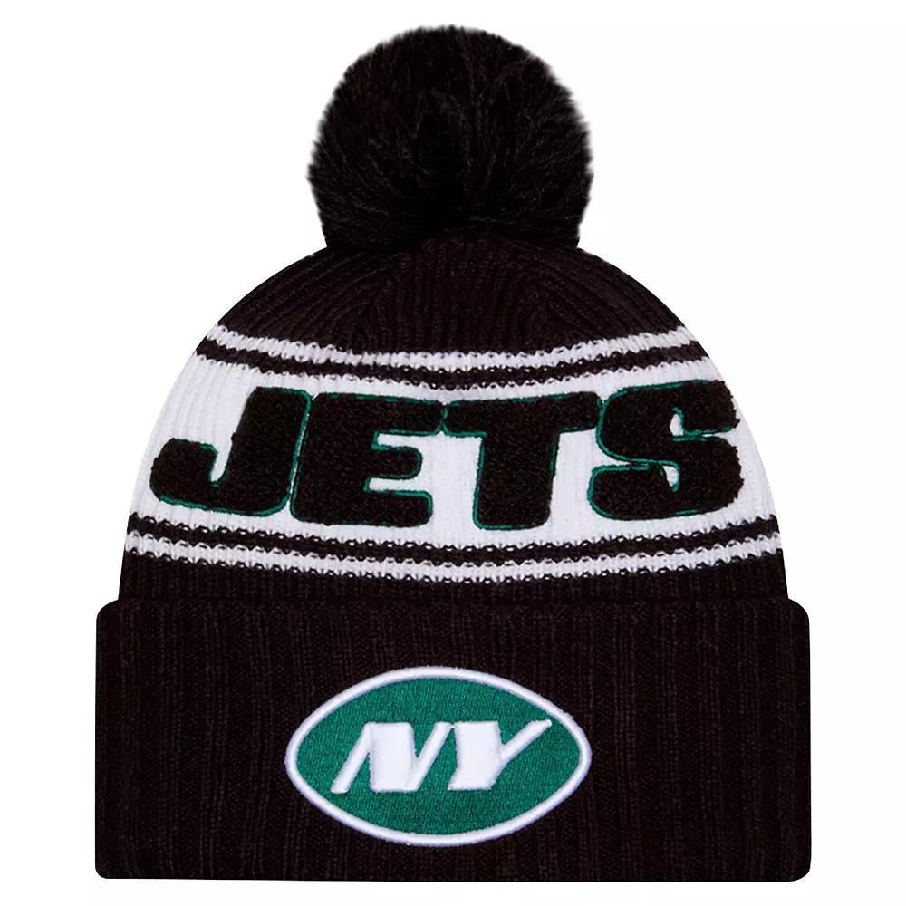 Mens New Era New York Jets 2024 Sideline Cuffed Knit Hat with Pom Product Image