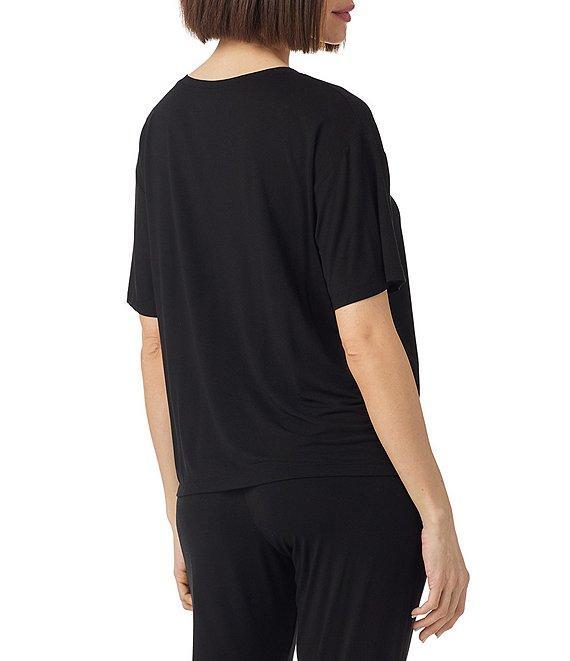 Donna Karan Short Sleeve V-Neck Soft Solid Knit Coordinating Lounge Top Product Image