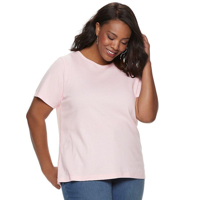 Plus Size Croft & Barrow® Essential Crewneck Top, Women's, Size: 4XL, Pink Product Image