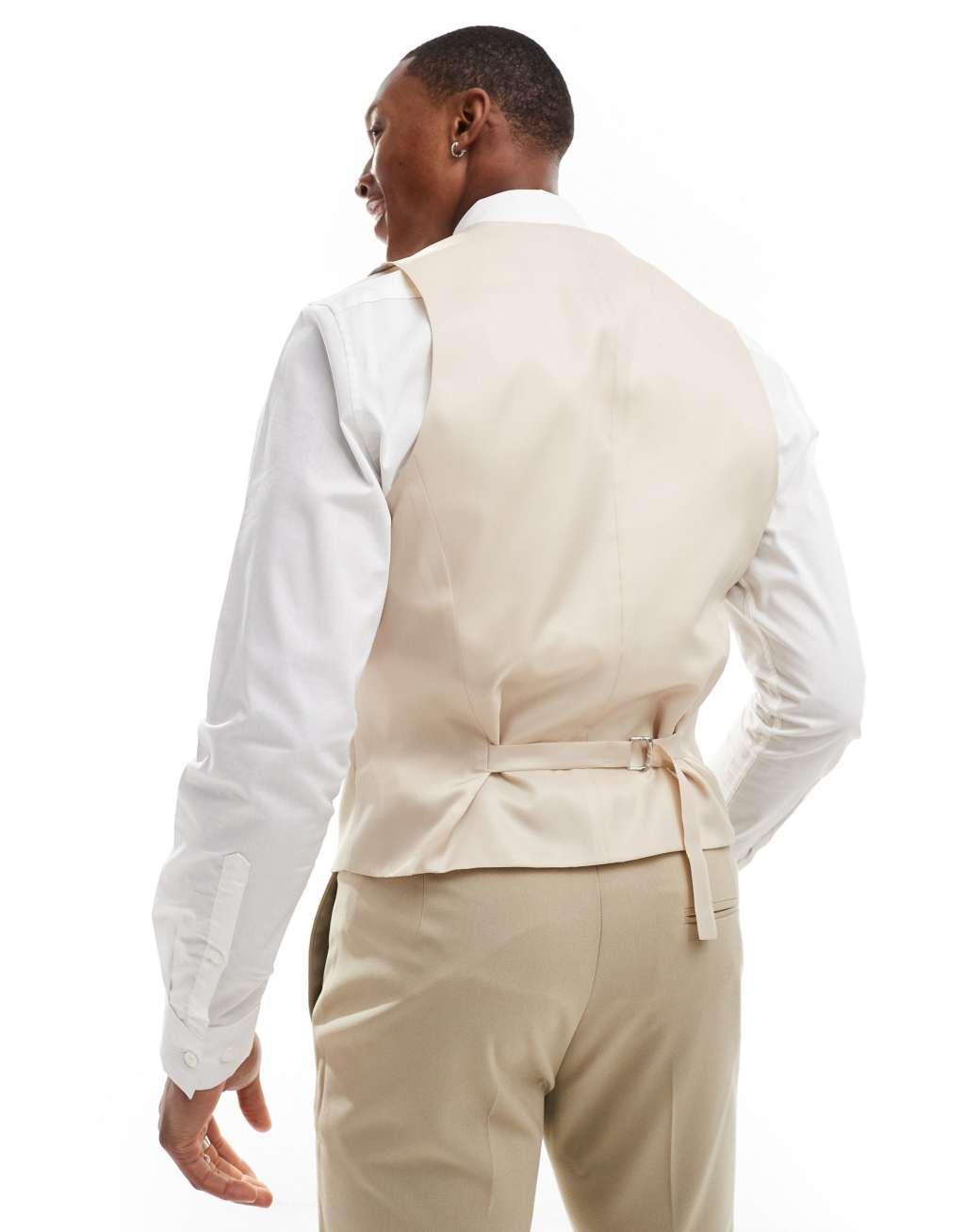ASOS DESIGN skinny suit suit vest in stone Product Image
