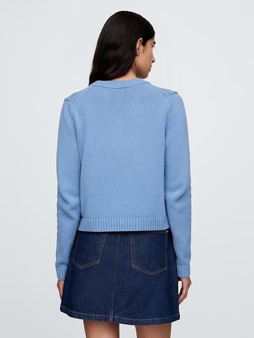 100% Cotton Crewneck Cardigan Product Image