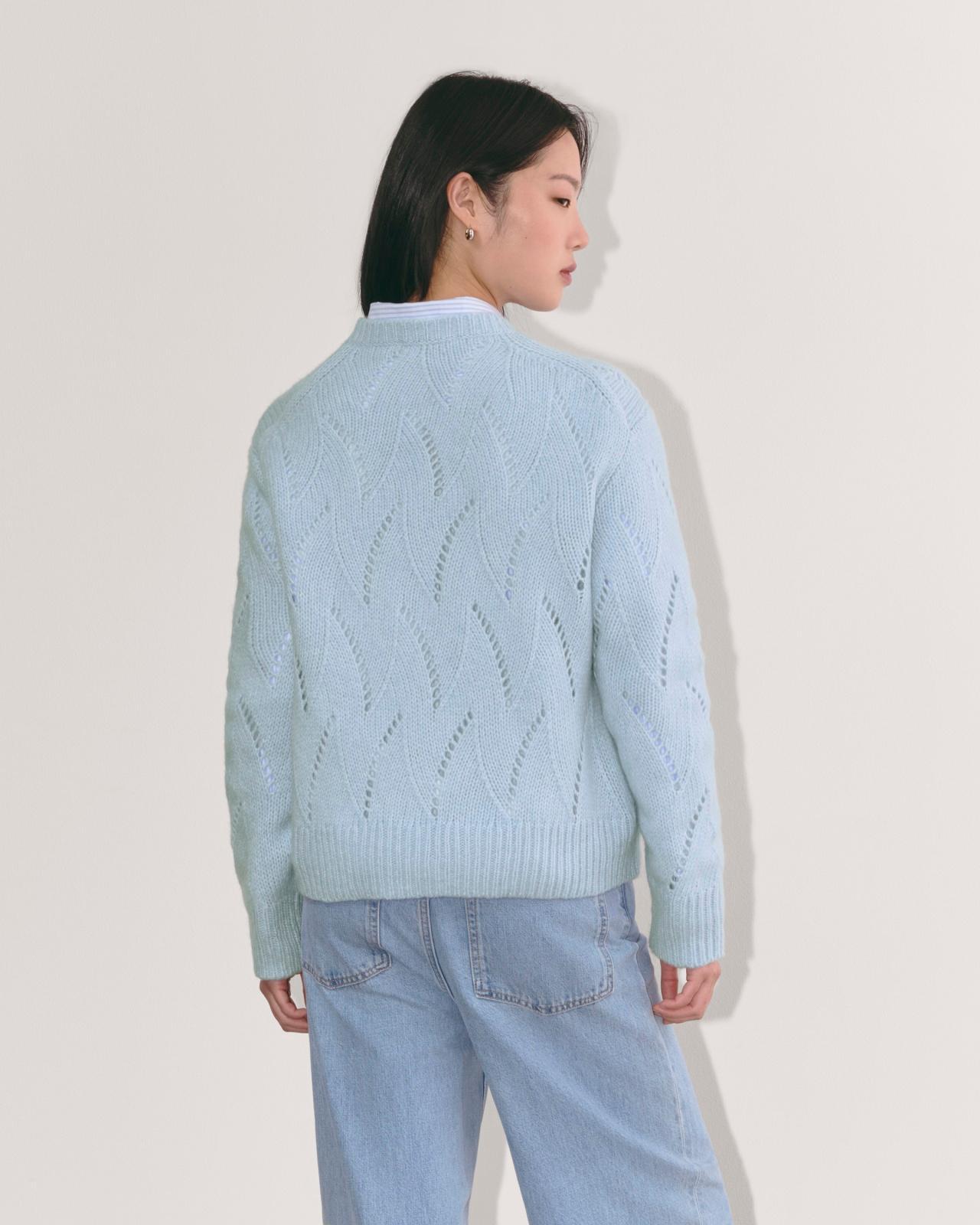 The Pointelle Sweater in Cloud Product Image
