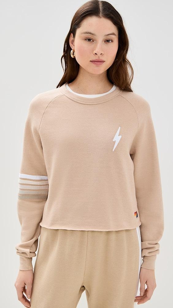 Aviator Nation Bolt Rugby Stitch Cropped Crew Sweatshirt | Shopbop Product Image