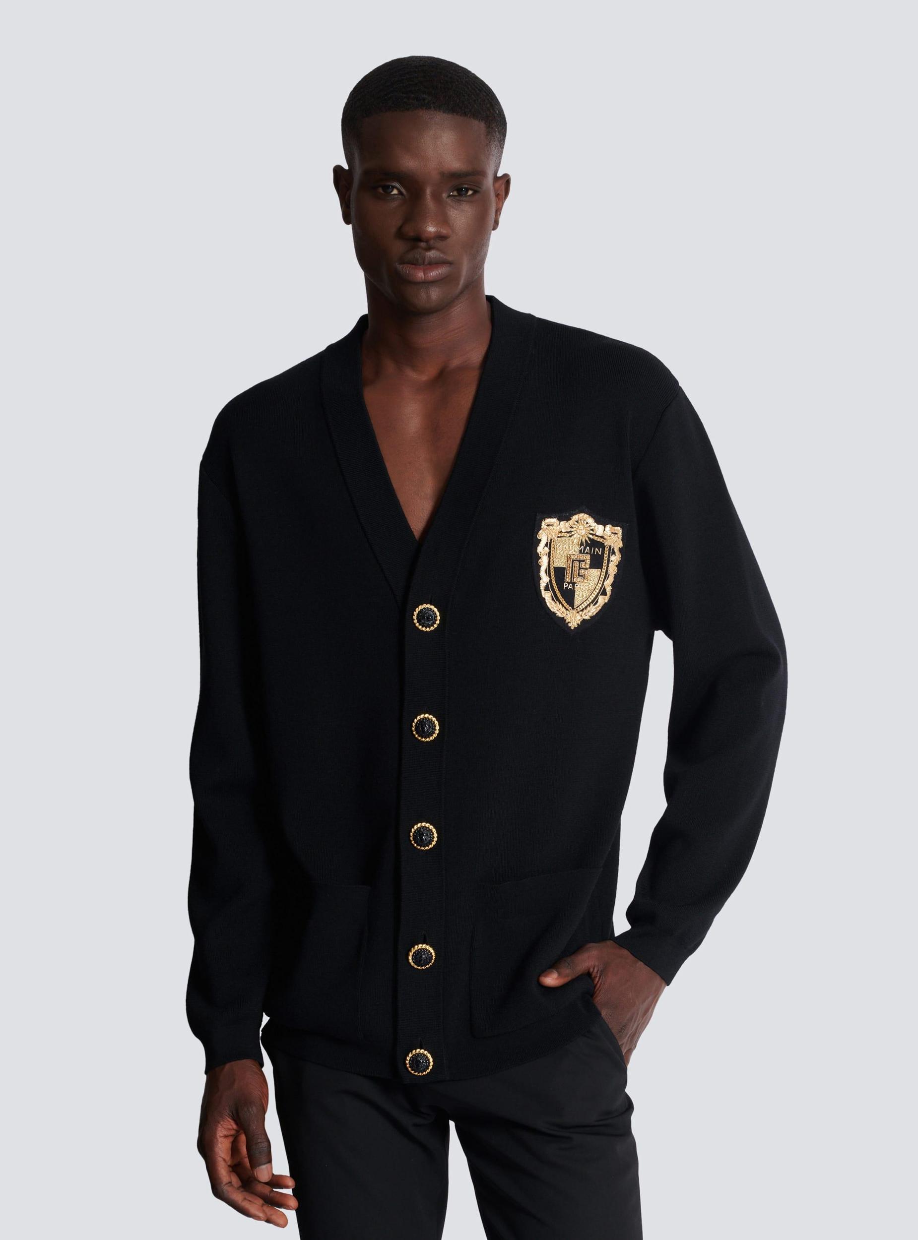 Knit cardigan with embroidered patch Product Image