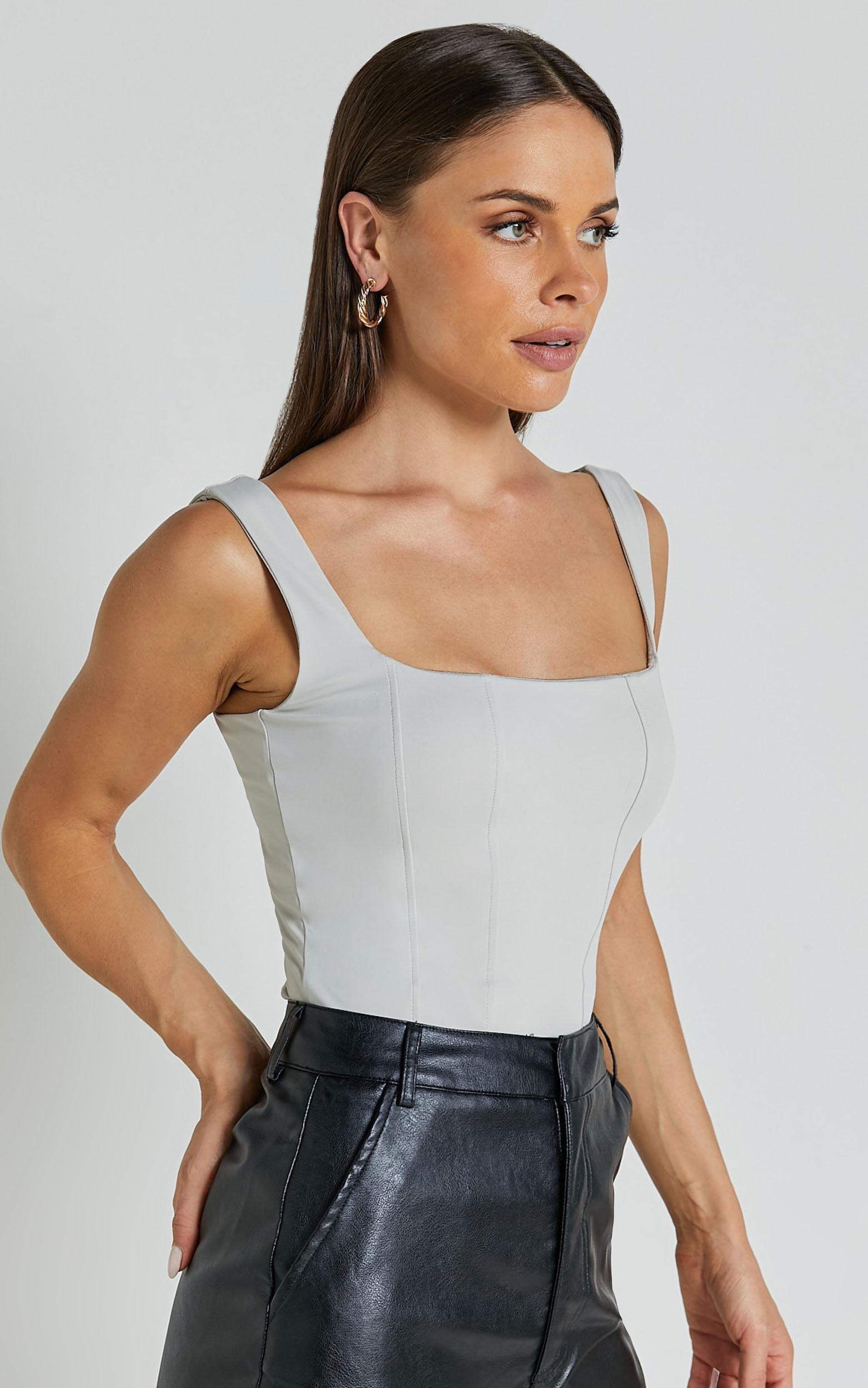 Narla Top - Panel Detail Corset Top in Stone Product Image