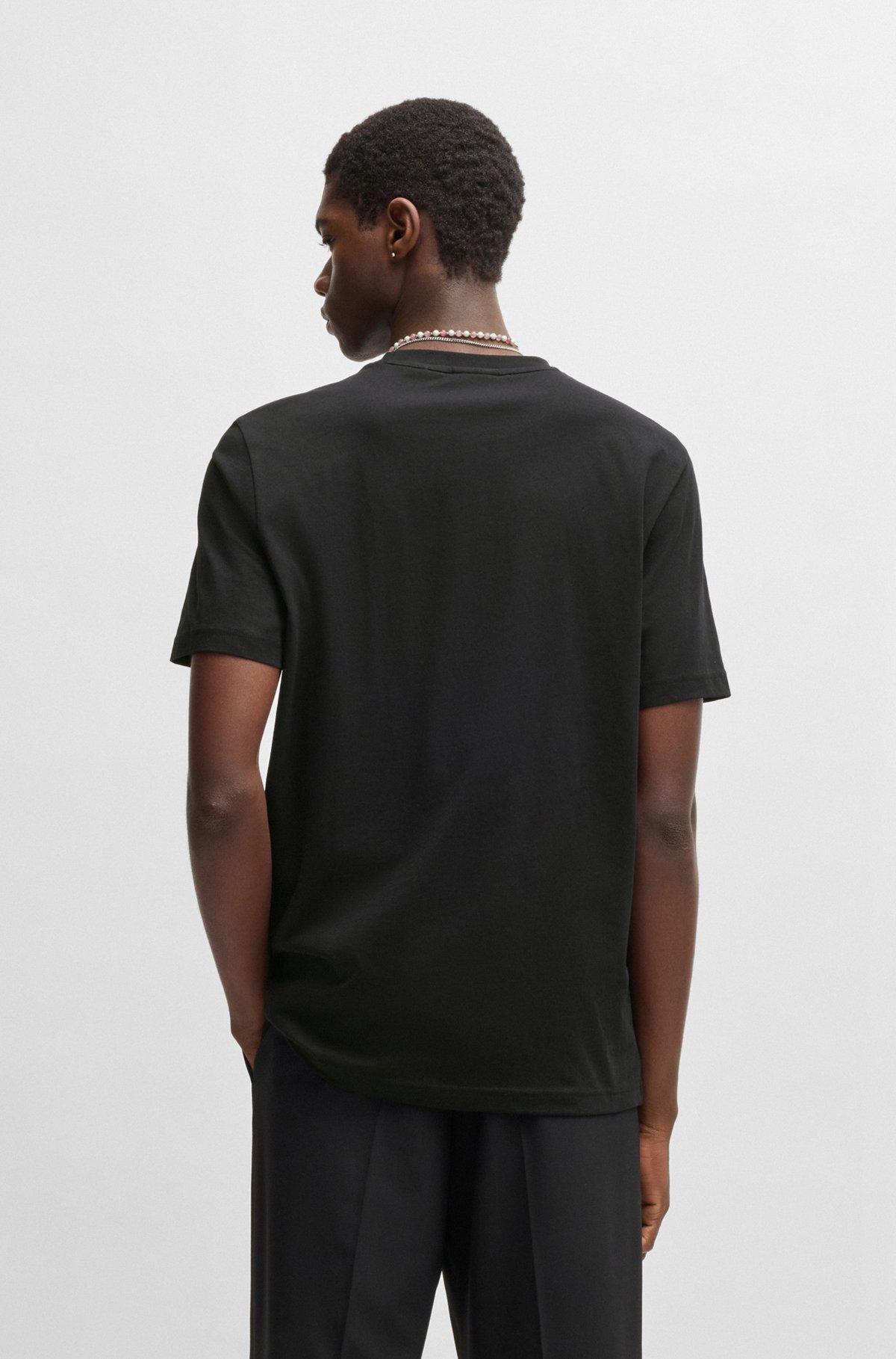 Cotton-jersey T-shirt with stacked smoke logo Product Image