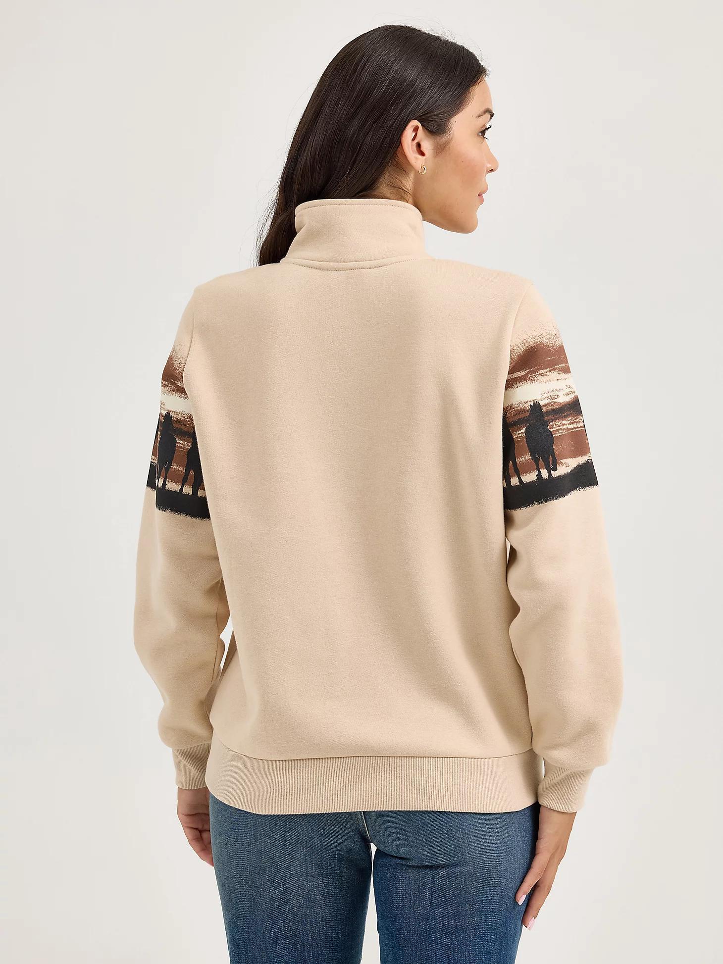 Women's Western Quarter Zip Sweatshirt in Cream Product Image