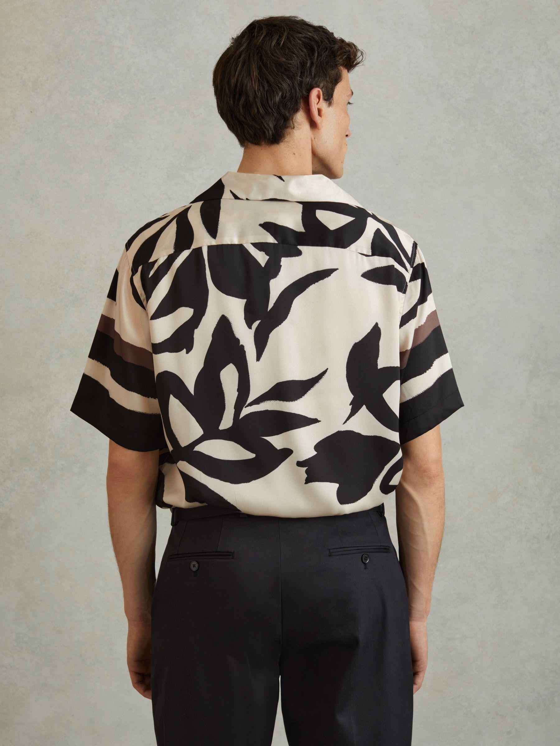 Relaxed Cuban Collar Shirt in Black/Ecru Product Image