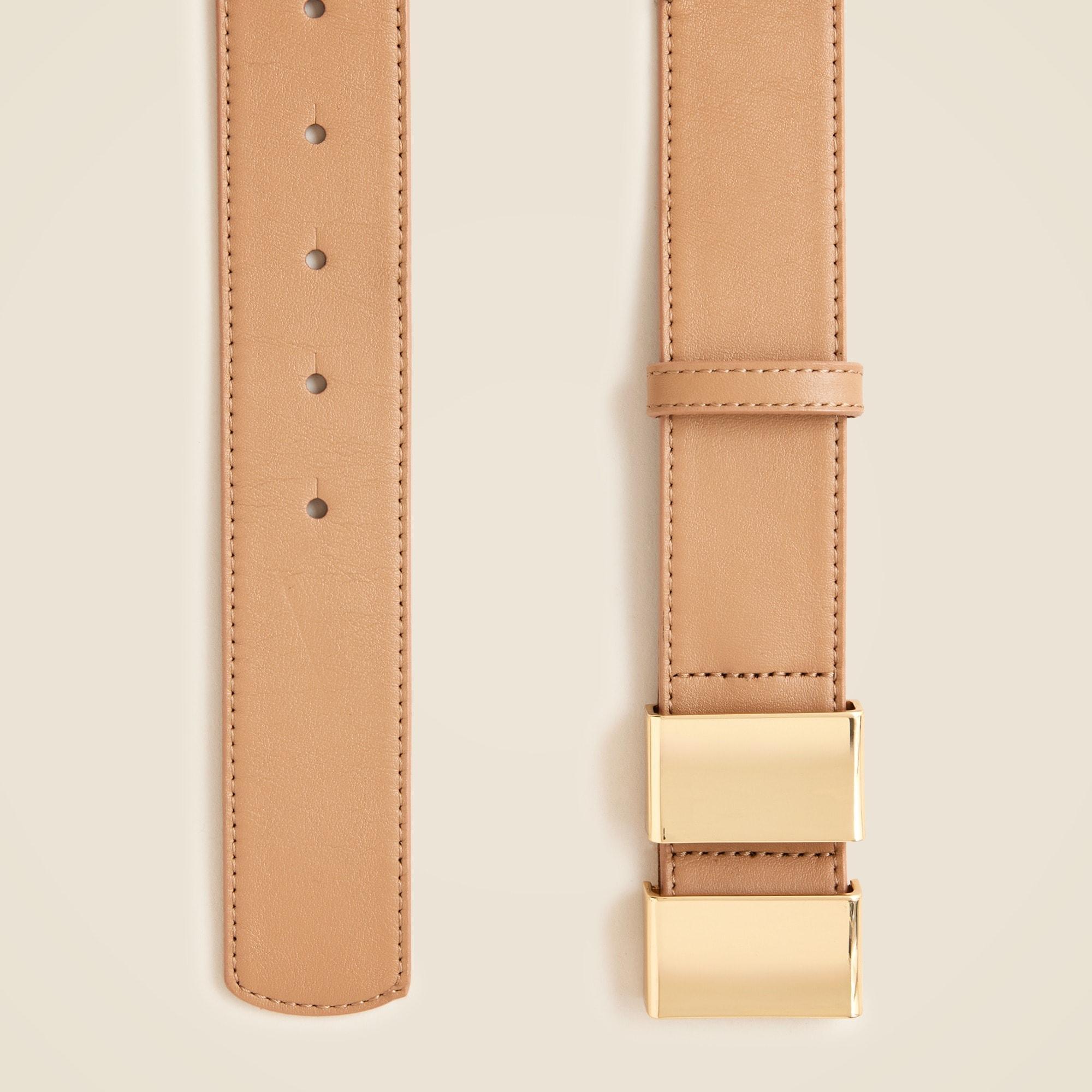 Double buckle belt in Italian leather Product Image