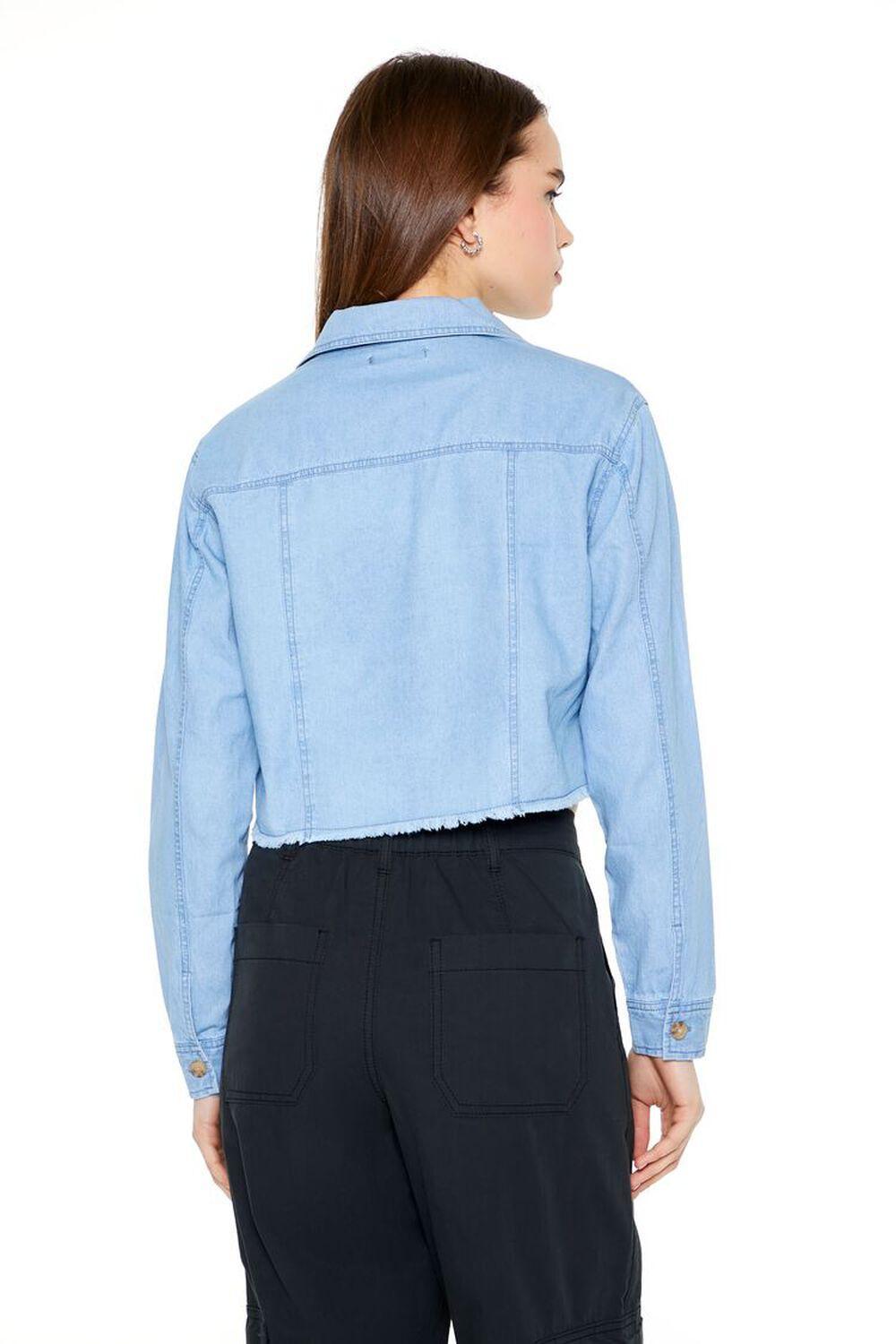 Frayed-Trim Chambray Shirt | Forever 21 Product Image