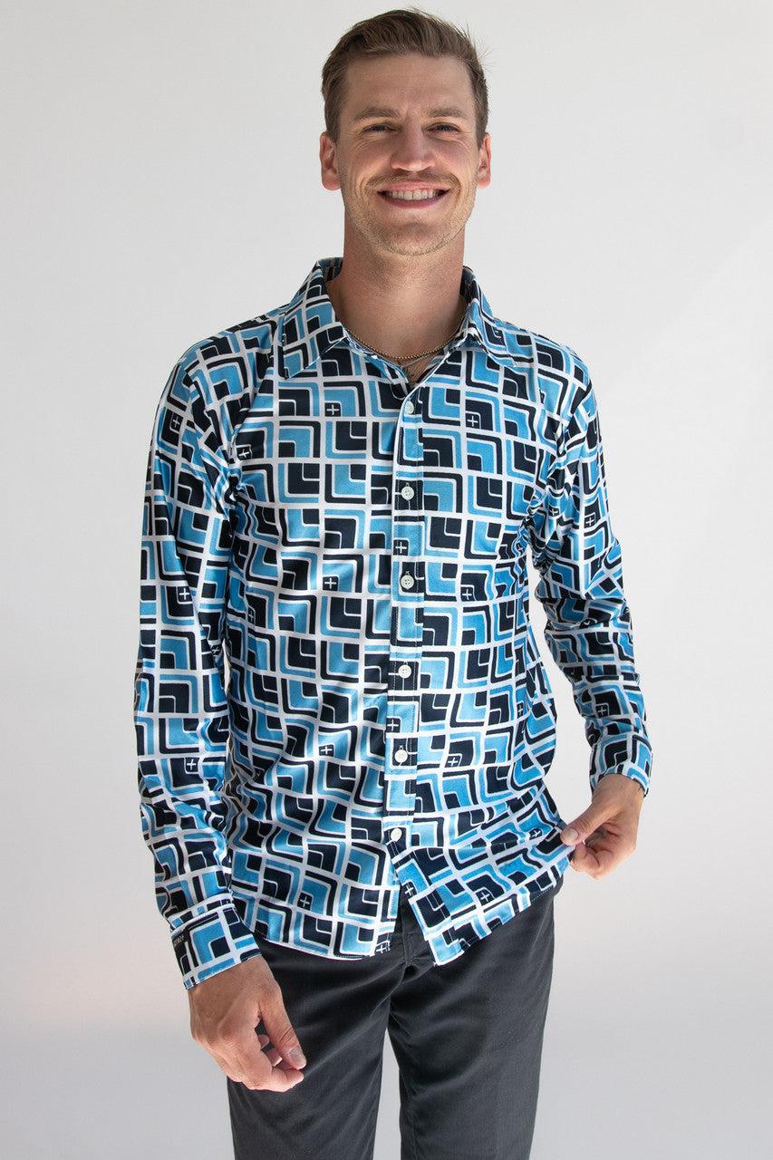 Mod 70's Square Long Sleeve Button Down Shirt Product Image