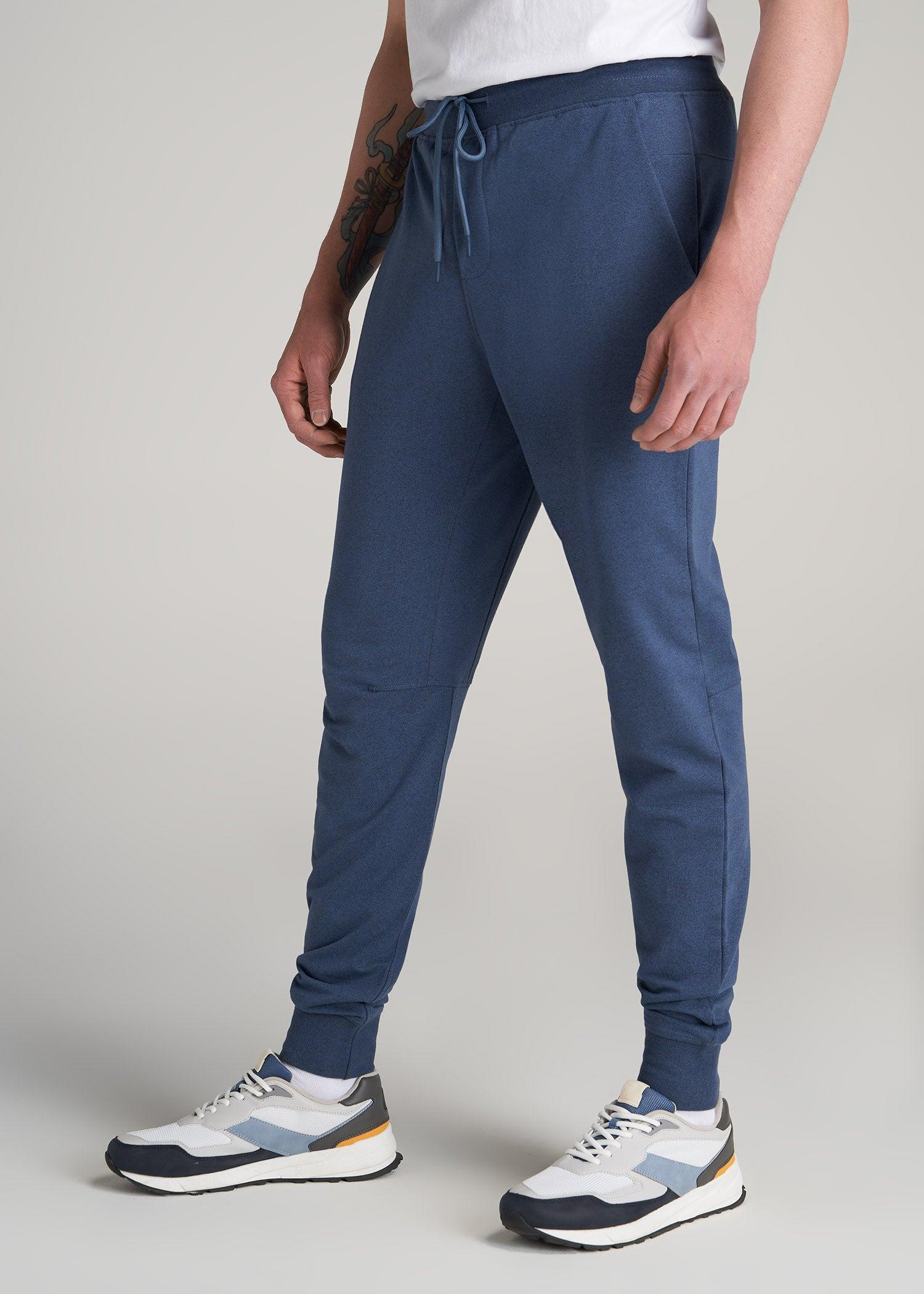 A.T. Performance Slim French Terry Joggers for Tall Men in Tech Navy Mix Male Product Image