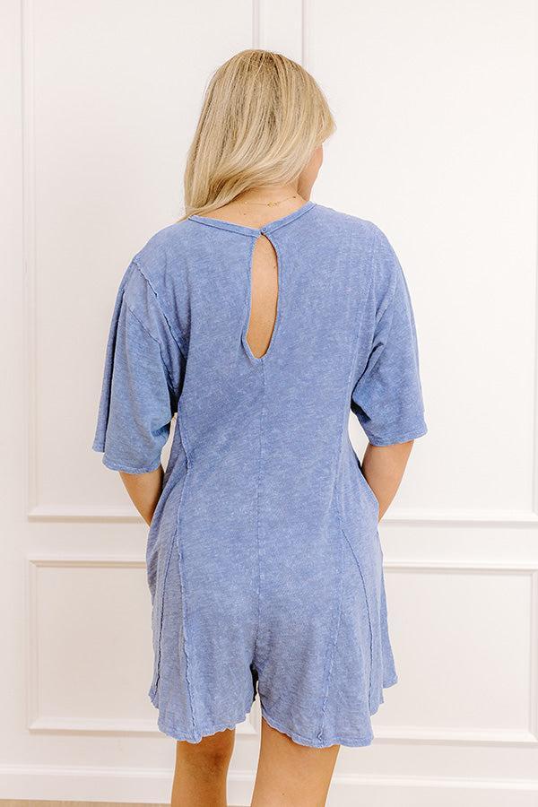 Casual Convo Vintage Wash Romper in Periwinkle Product Image