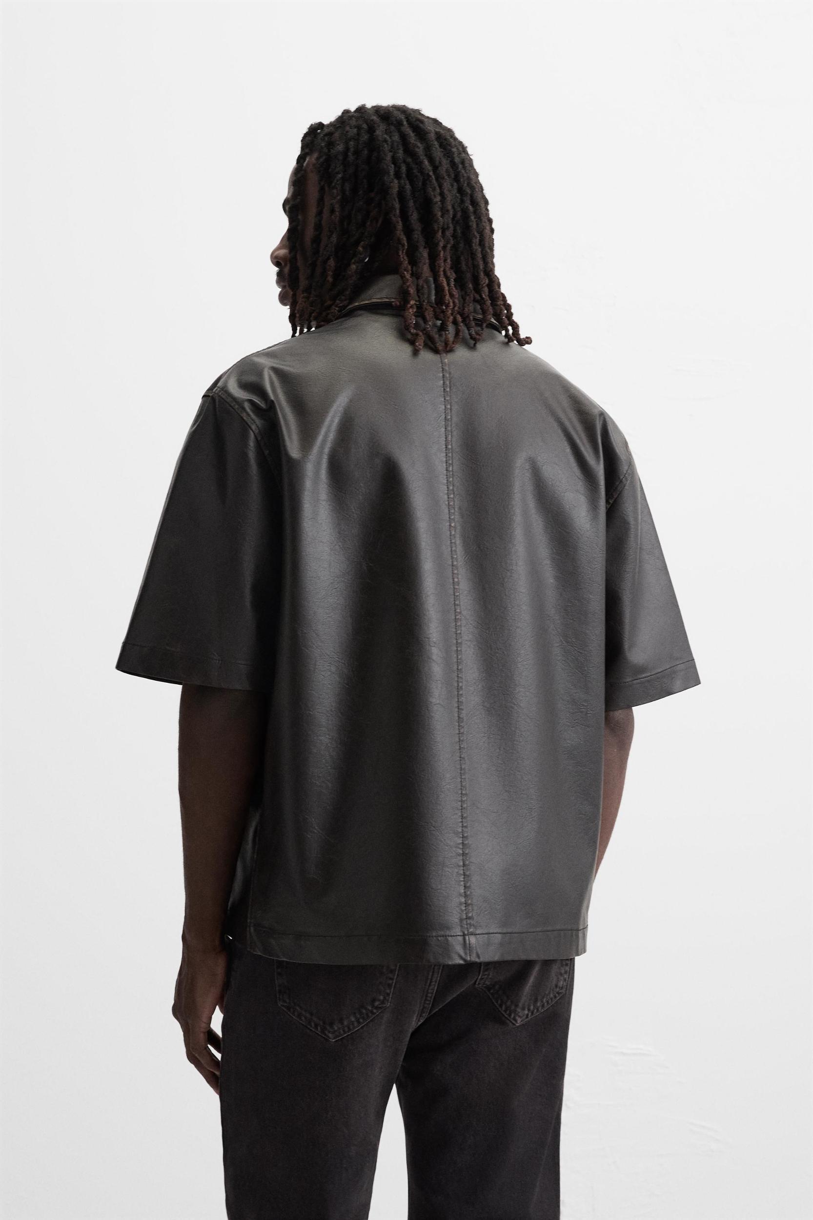 FAUX LEATHER OVERSHIRT Product Image
