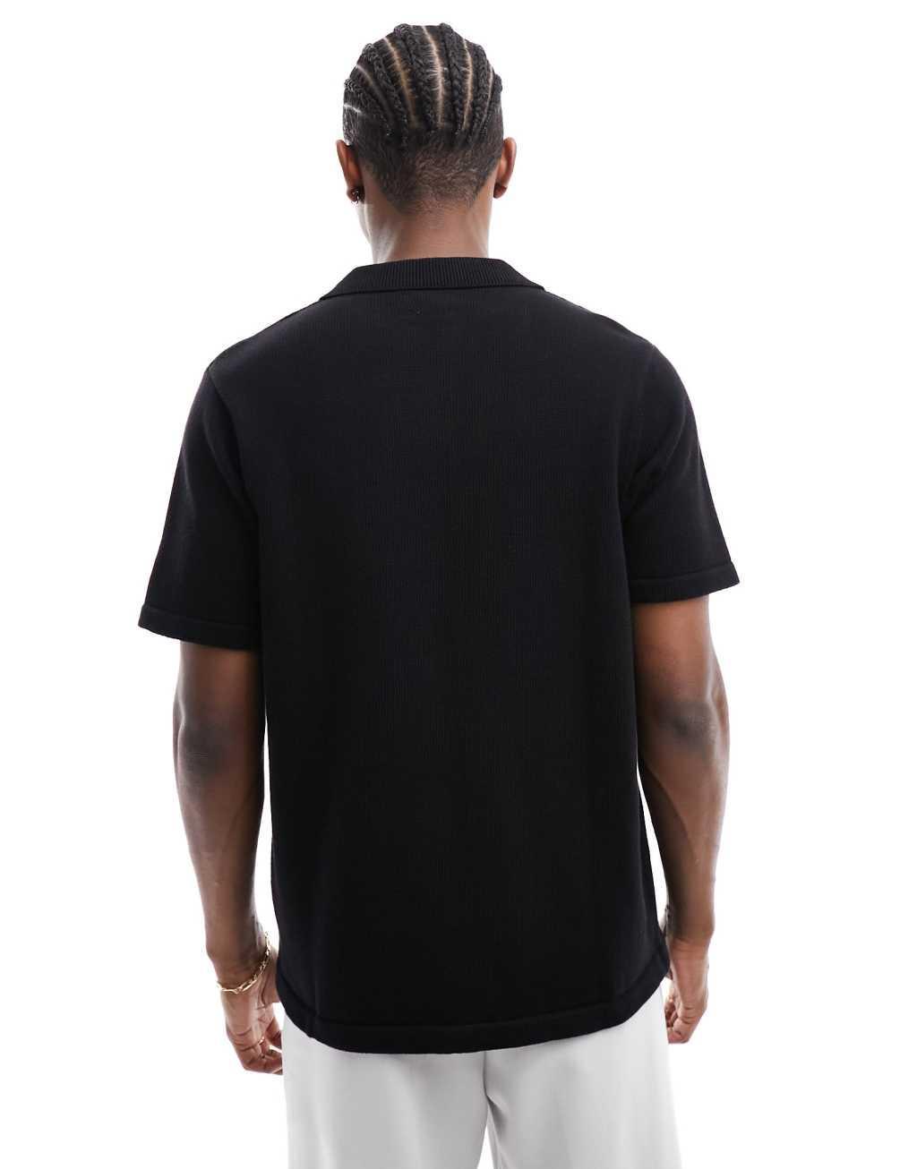 ASOS DESIGN midweight knit cotton button up polo Product Image