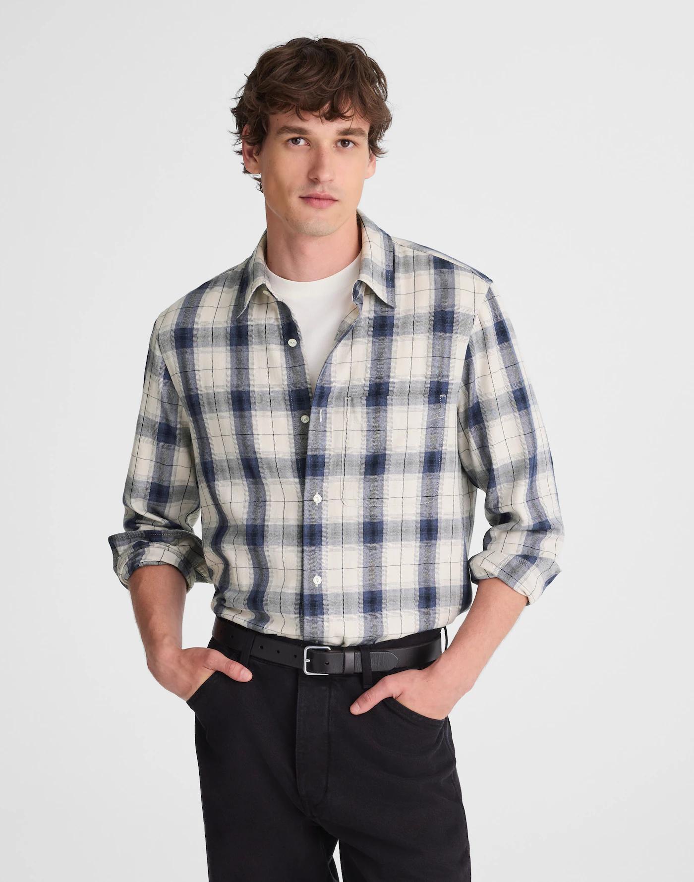 Lightweight Flannel Button-Up Shirt Product Image