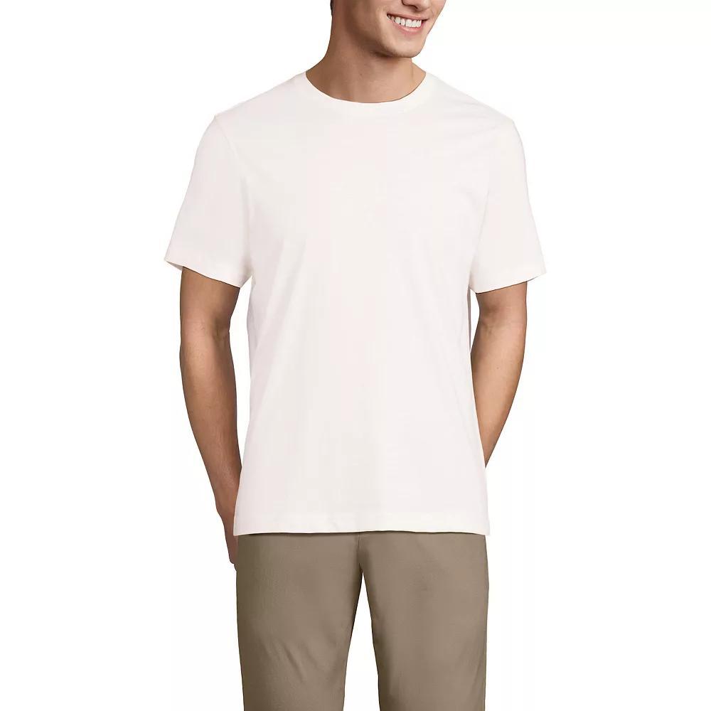 Men's Lands' End Supima Crewneck Tee, Size: Large, Grey Blue Stripe Product Image