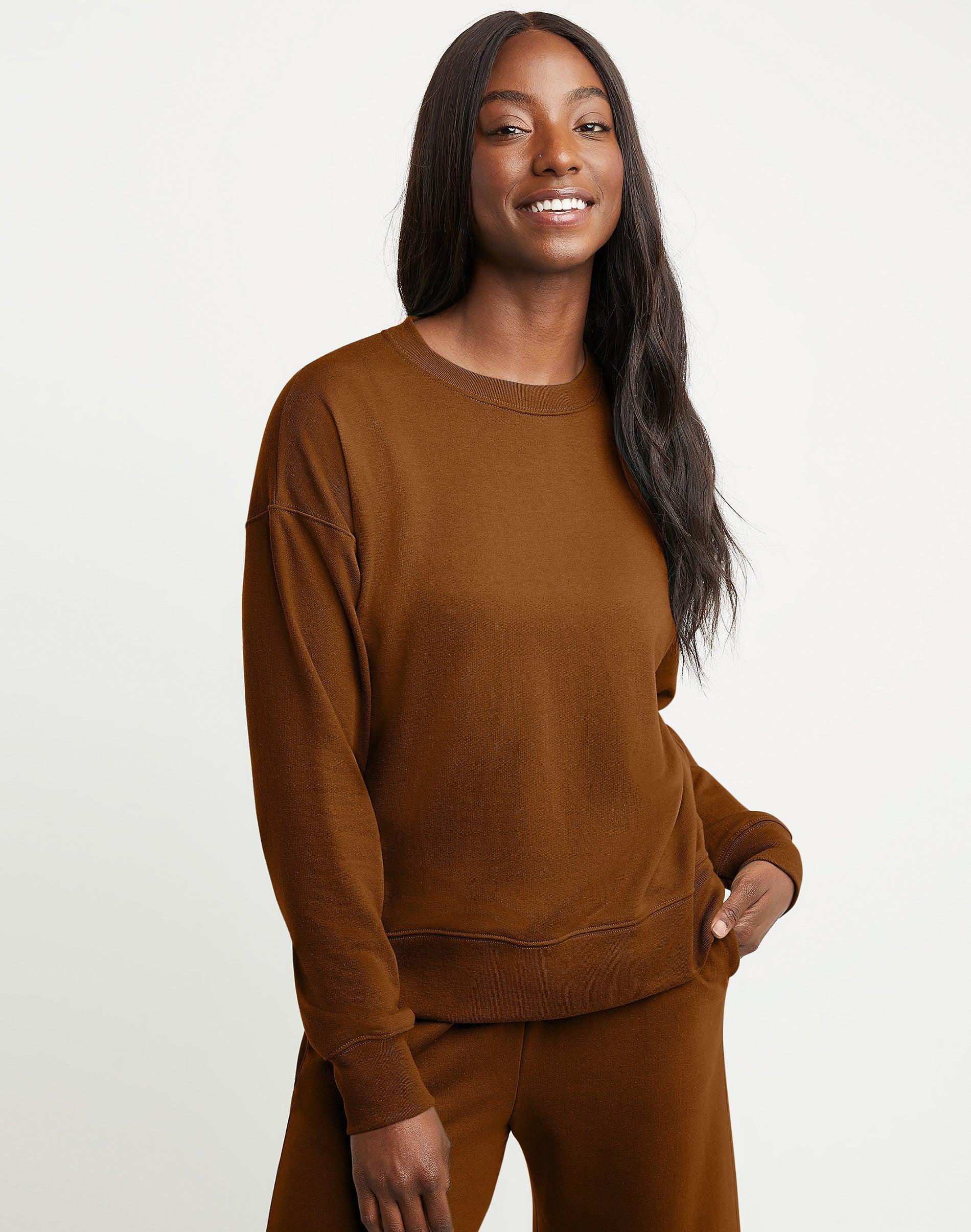 Women's Hanes Originals French Terry Sweatshirt, Size: Medium, Black 50r Pe Grey Product Image