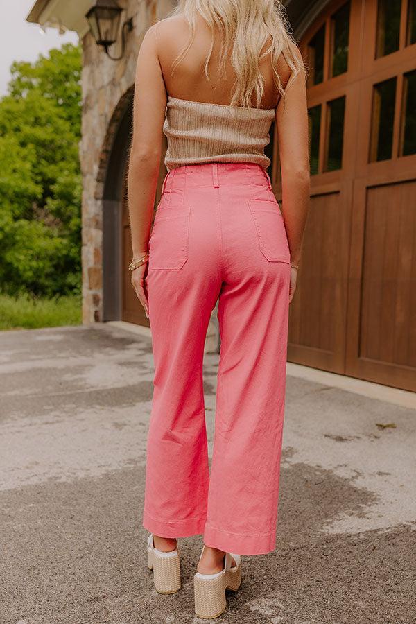 The Lainey High Waist Straight Leg Pants in Bubblegum Pink Product Image