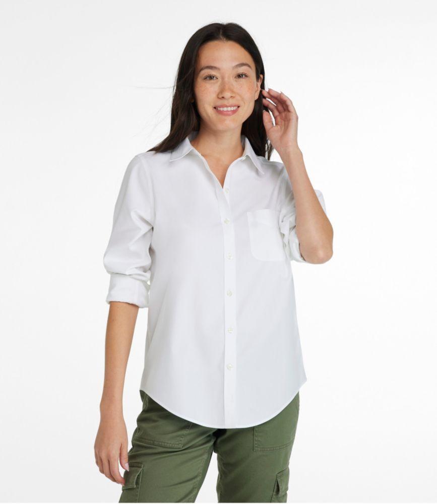 
                            Women's Wrinkle-Free Pinpoint Oxford Shirt, Long-Sleeve Relaxed Fit
                         Product Image