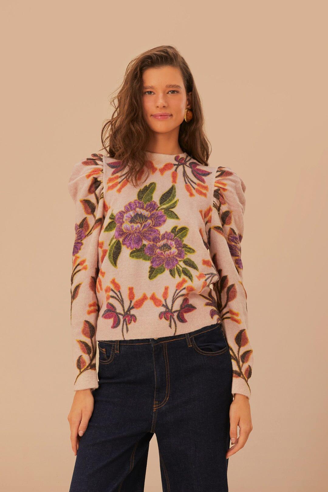 Cream Winter Garden Knit Sweater, WINTER GARDEN CREAM / S Product Image