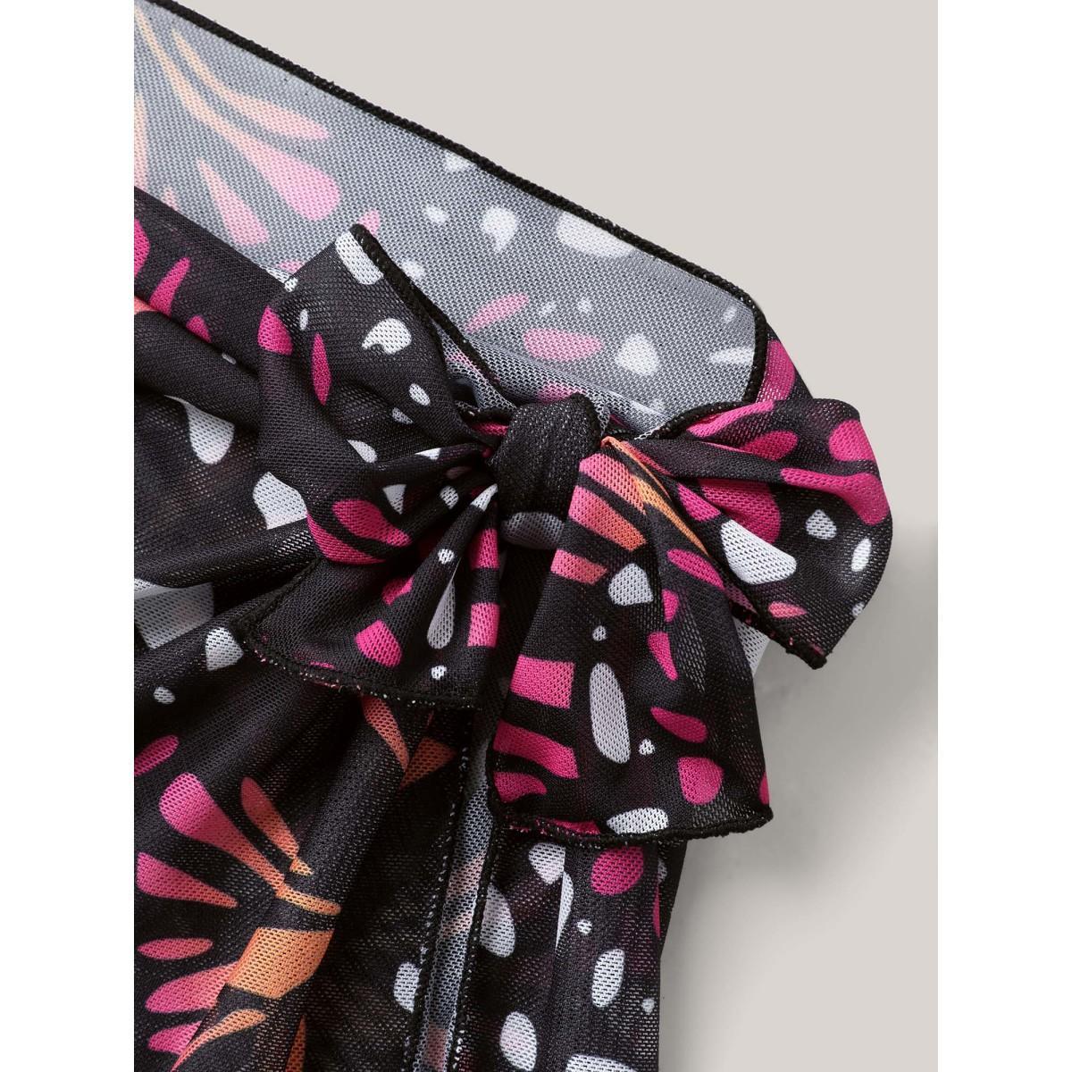 Plus Size Two-Piece Butterfly Pattern Sarong Swimsuit Women's Swimwear Multicolor Beach Curve Bathing Suits High stretch One Pieces BloomChic 30/6X Product Image